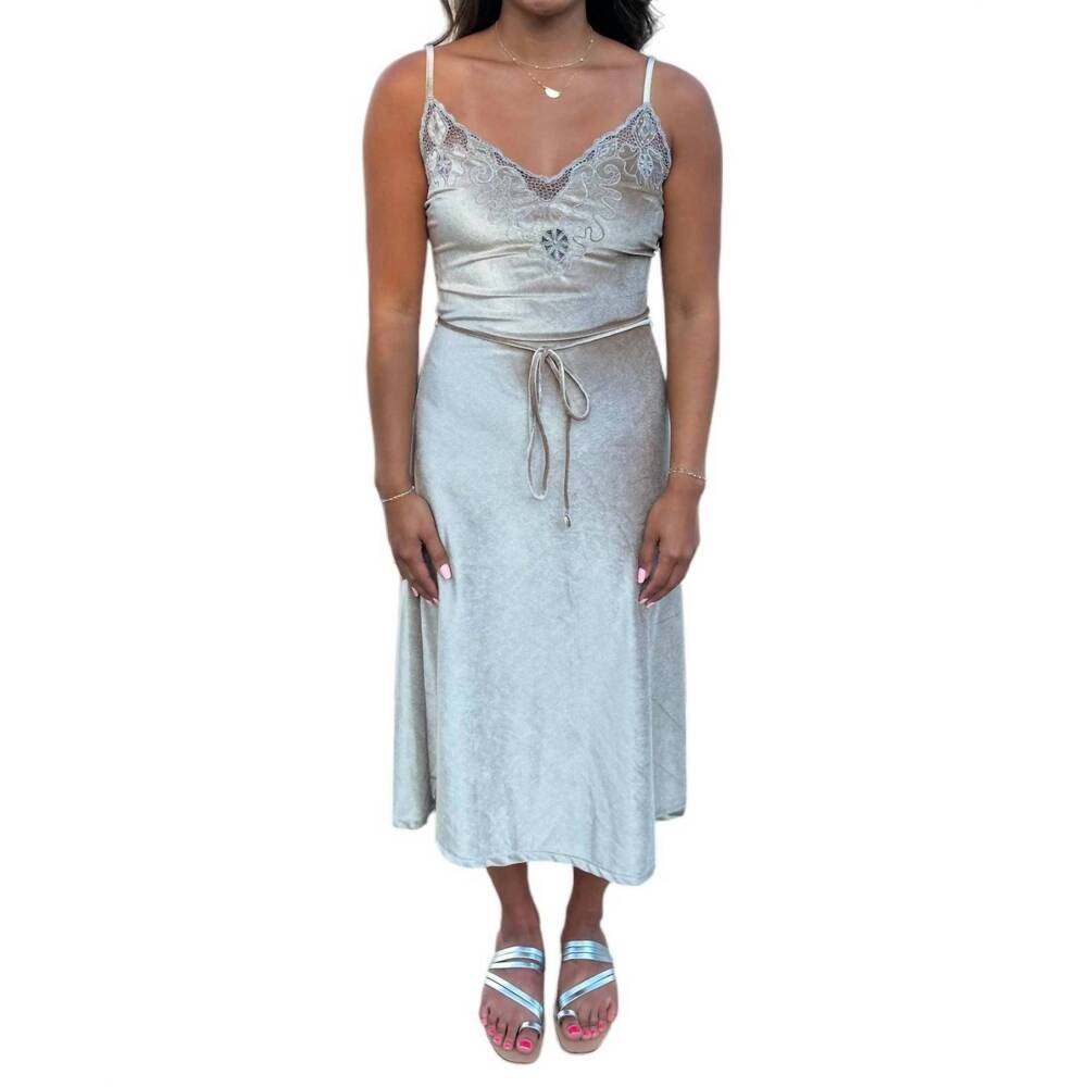 NEW BAREFOOT BLONDE COLLECTION hendrix midi dress in champagne